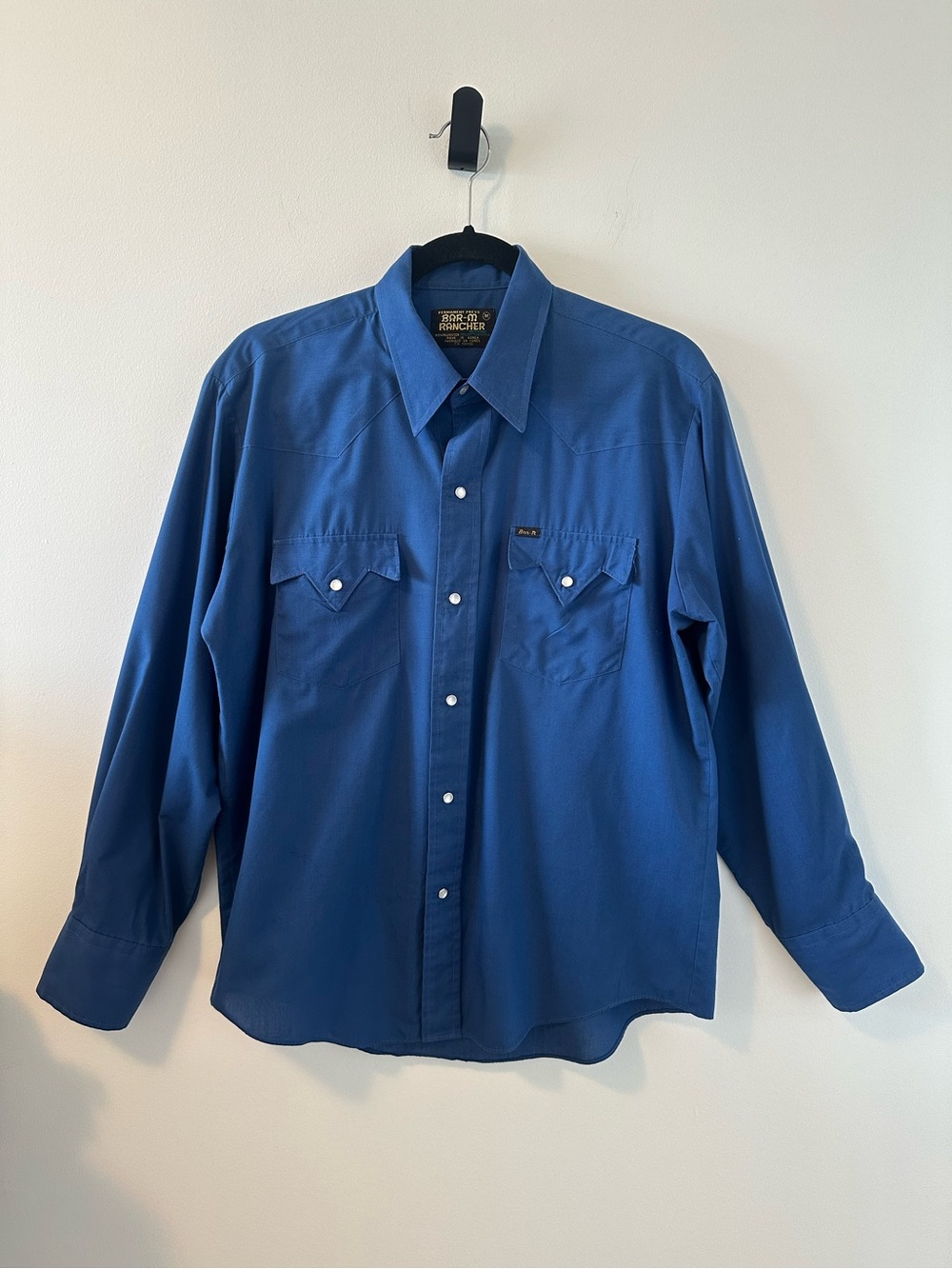 Vintage Bar-M Rancher Men’s  Blue Long Sleeved Western Shirt w/Pearl Snaps Sz M